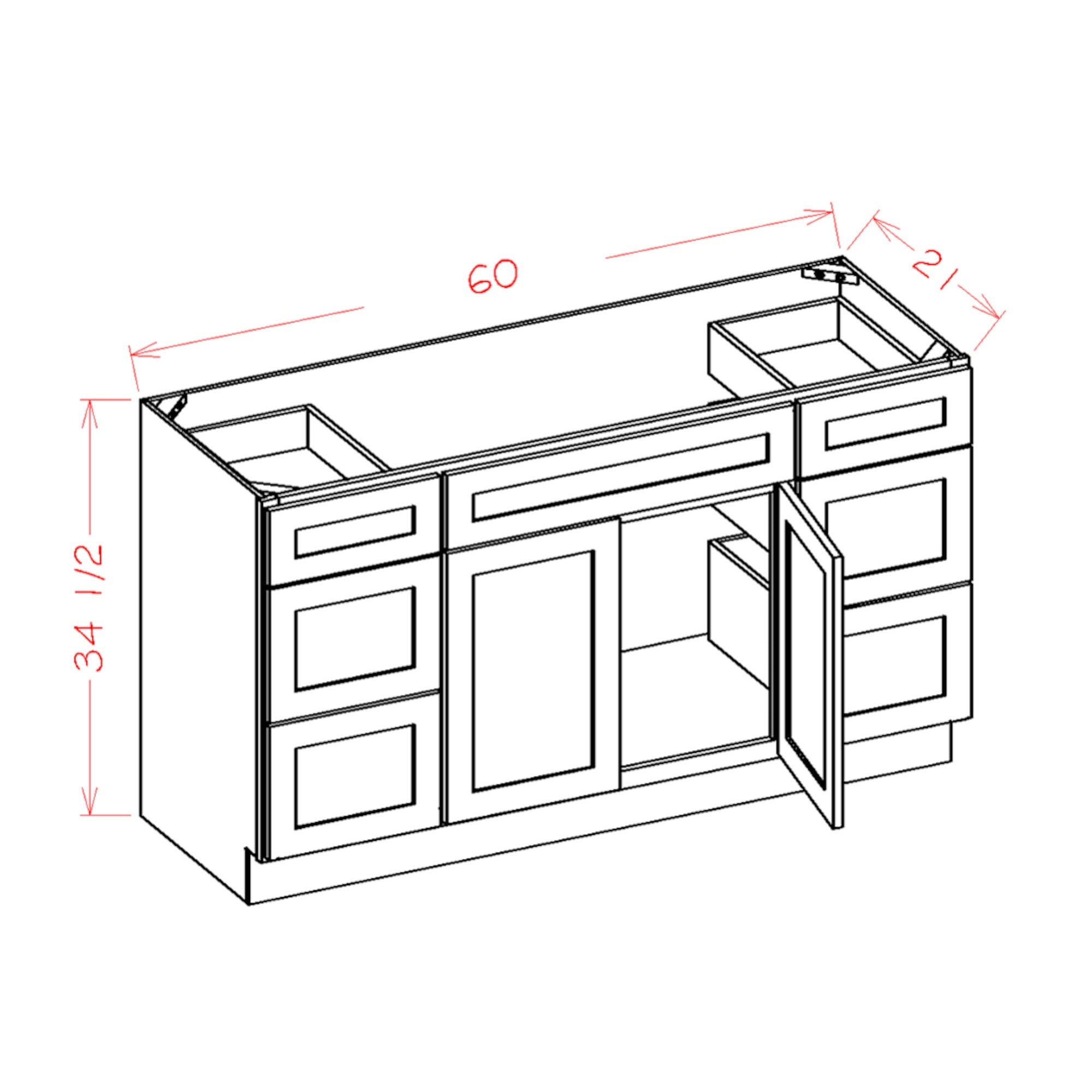 60 Inch Gray Stained Shaker Single Sink Bathroom Vanity with Drawers