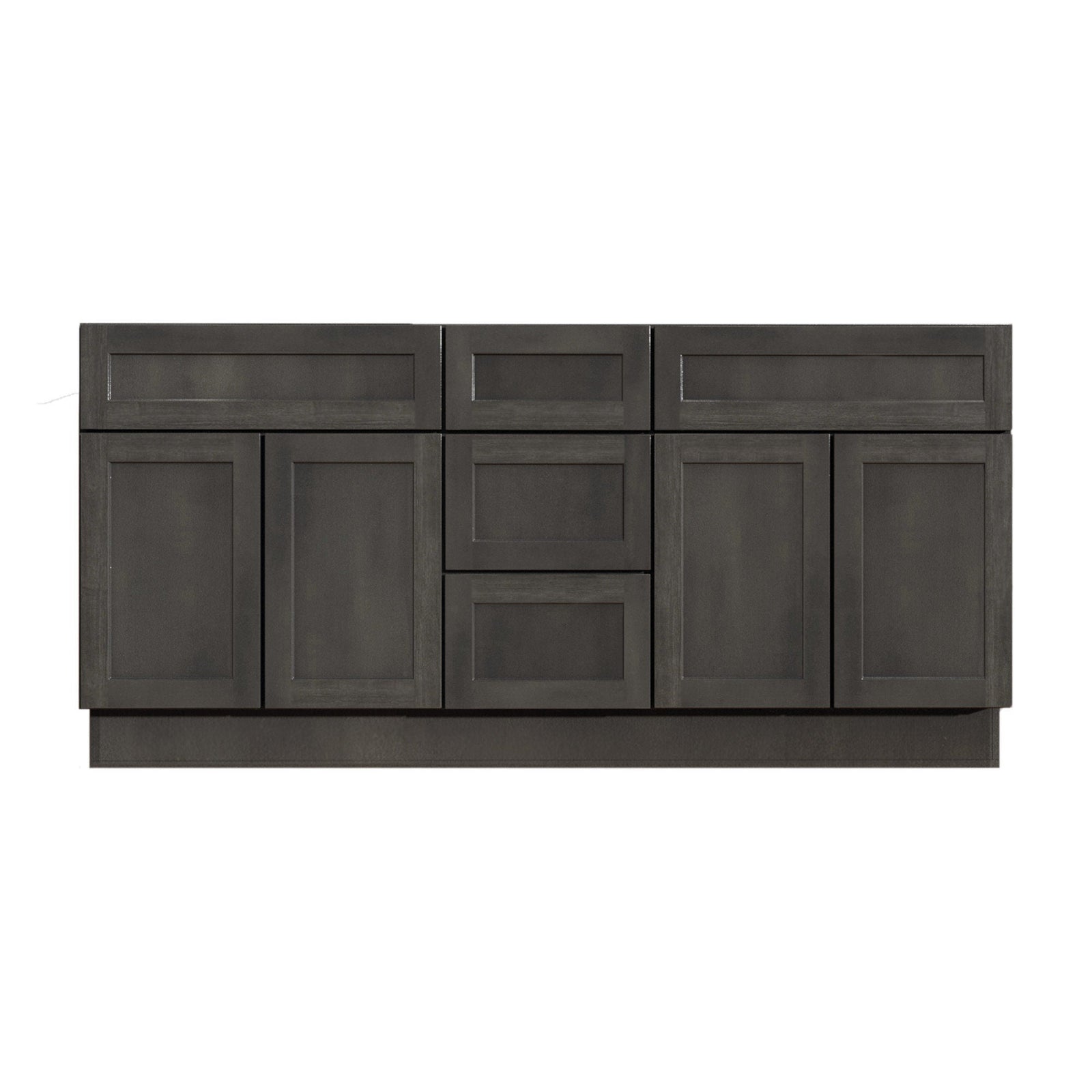 60 Inch Gray Stained Shaker Double Sink Bathroom Vanity with Drawers