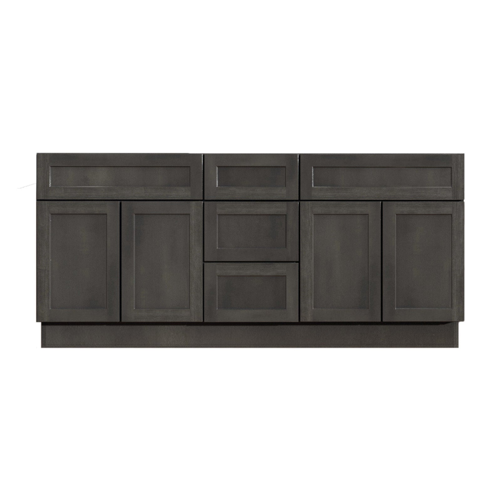 72 Inch Gray Stained Shaker Double Sink Bathroom Vanity with Drawers