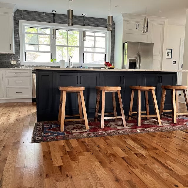 Counter Height Stool, Wood Bar Stool, Reclaimed Oak Tractor Seat, Backless Bar Stool, Contoured Scooped Seat Kitchen Stool