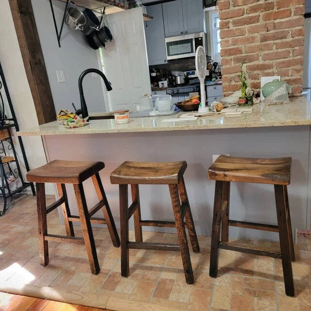 Counter Stools, Reclaimed Oak Live Edge Bar Stools, Wood Bar Stools, Counter Height Bar Stools, Rustic Stools, Wooden Counter Height Stool