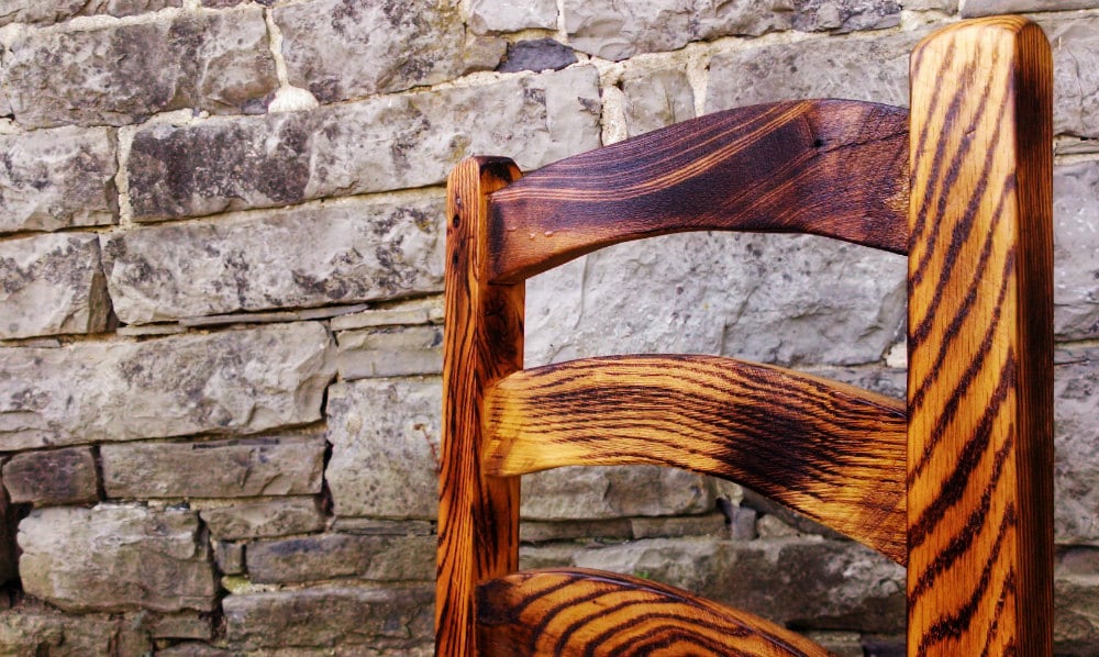 Dining Chair, Natural Wood, Country Kitchen Stool, Burnt Wood Dining Chair, Eco-Friendly Reclaimed Wood Chair, Barn Wood Chair, Oak Chair