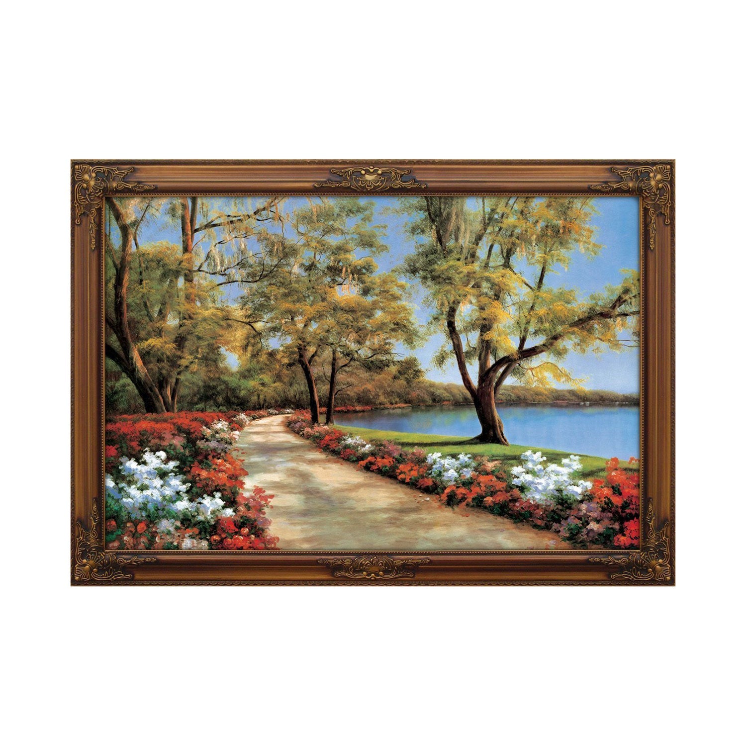 Premius Landscape Framed Wall Art, Floral Pathway, 41x29 Inches