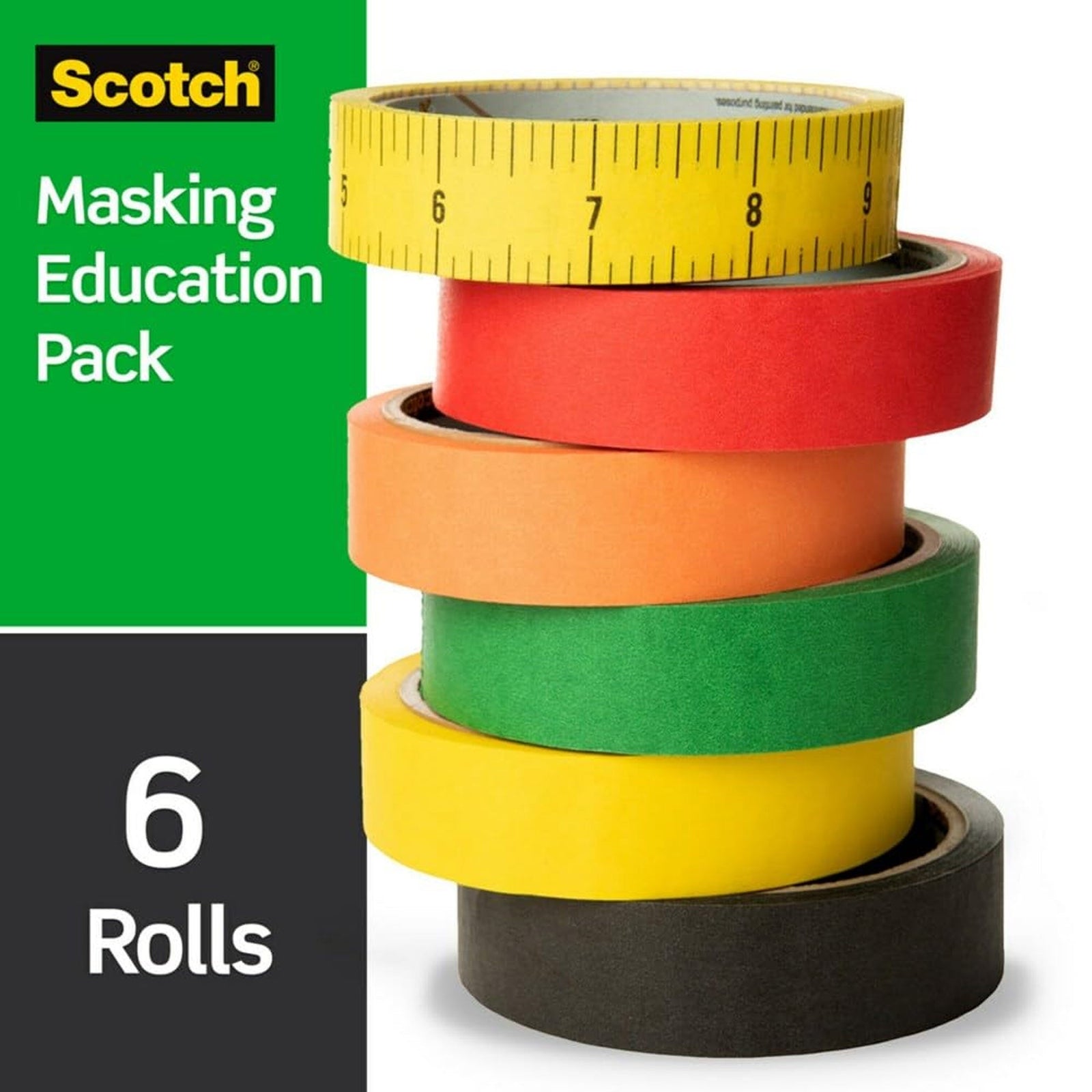 3M Scotch Colored Masking Tape, 6 Rolls, Great for Teacher Gifts, Teacher Supplies and School Supplies