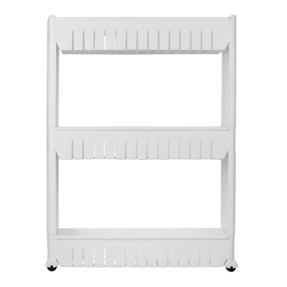 Home Basics 3-Tier Kitchen Storage Cart With Wheels, White, 21.5x5x28.7 Inches