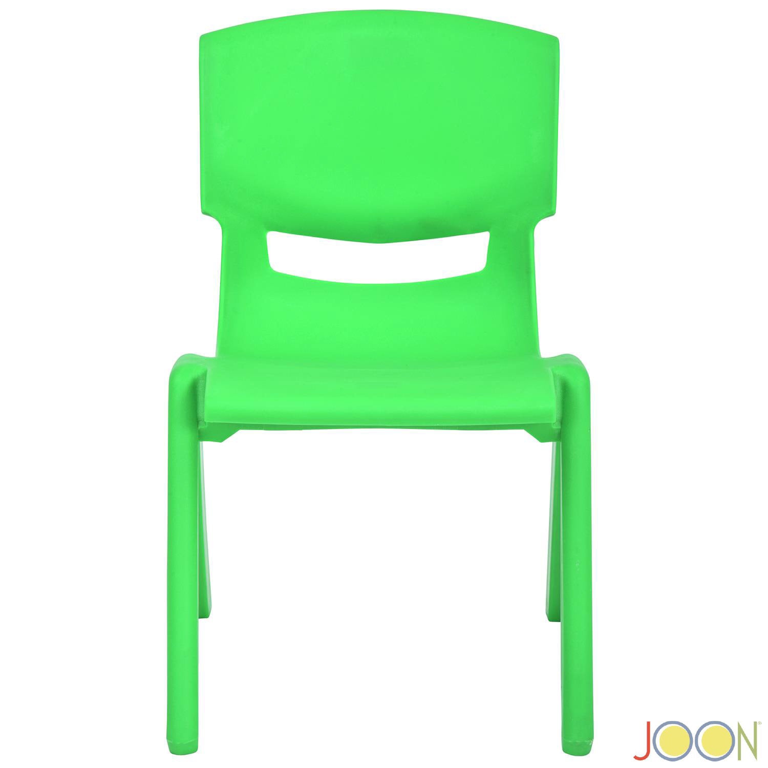 Sillas de aprendizaje apilables de plástico para niños JOON, color verde, 20,5 x 12,75 x 11 pulgadas, paquete de 2 (paquete de 2)