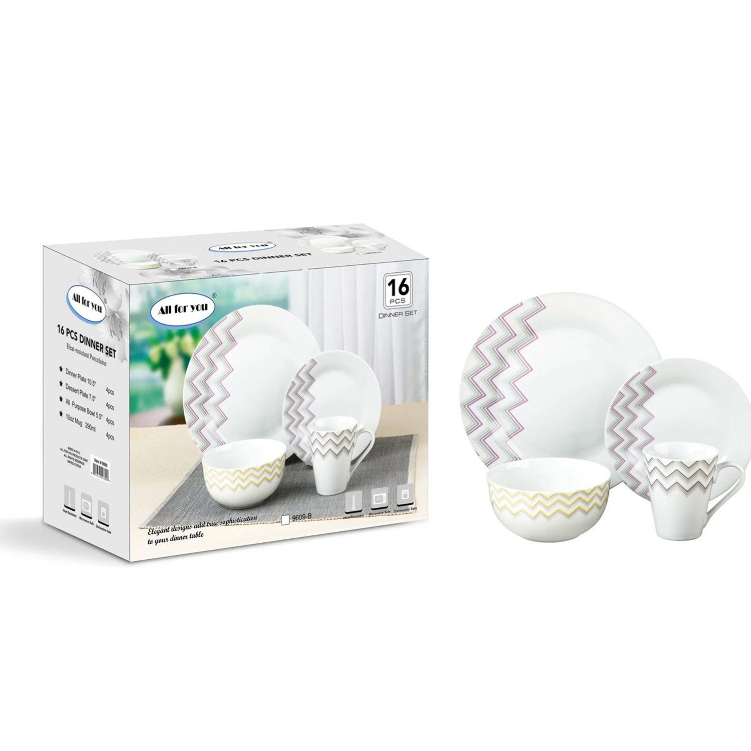 PREMIUS 16 Piece Ceramic Dinner Set, Heat Resistant Porcelain