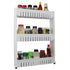 Home Basics 3-Tier Kitchen Storage Cart With Wheels, White, 21.5x5x28.7 Inches