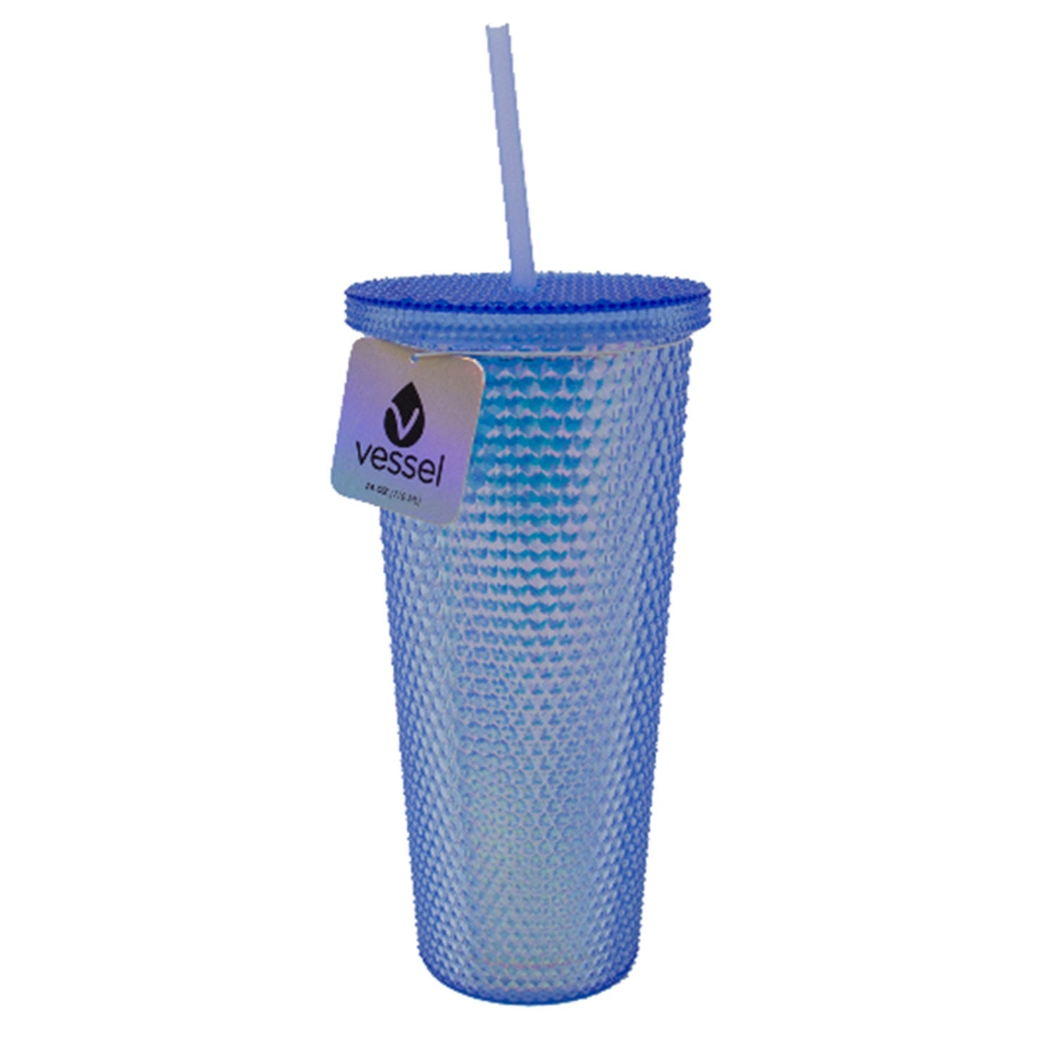 PREMIUS Studded Iridescent Tumbler With Lid and Straw, 24 Ounces