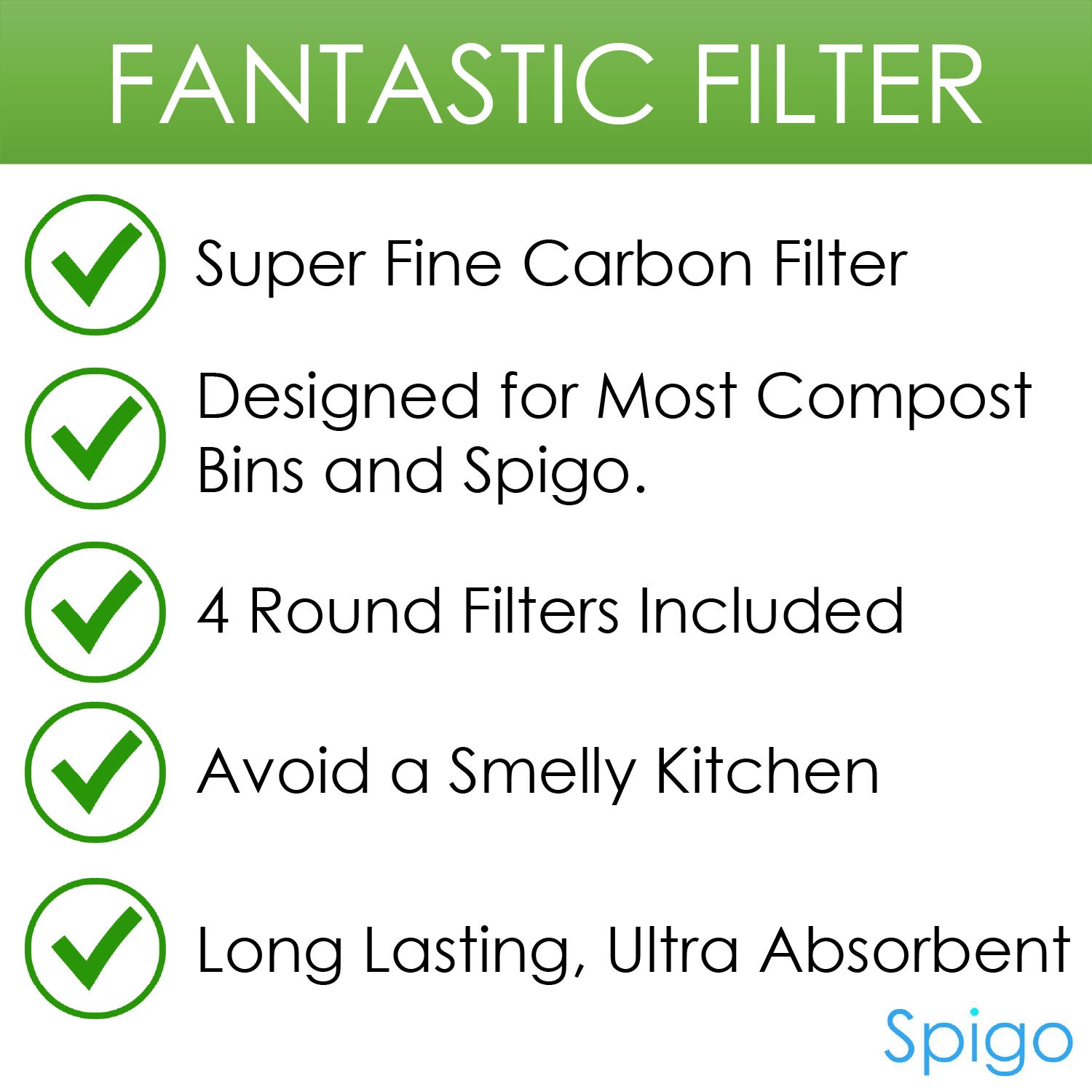 Spigo Round Replacement Compost Bin Carbon Filter Set, 4 Count, 5.25 Inches