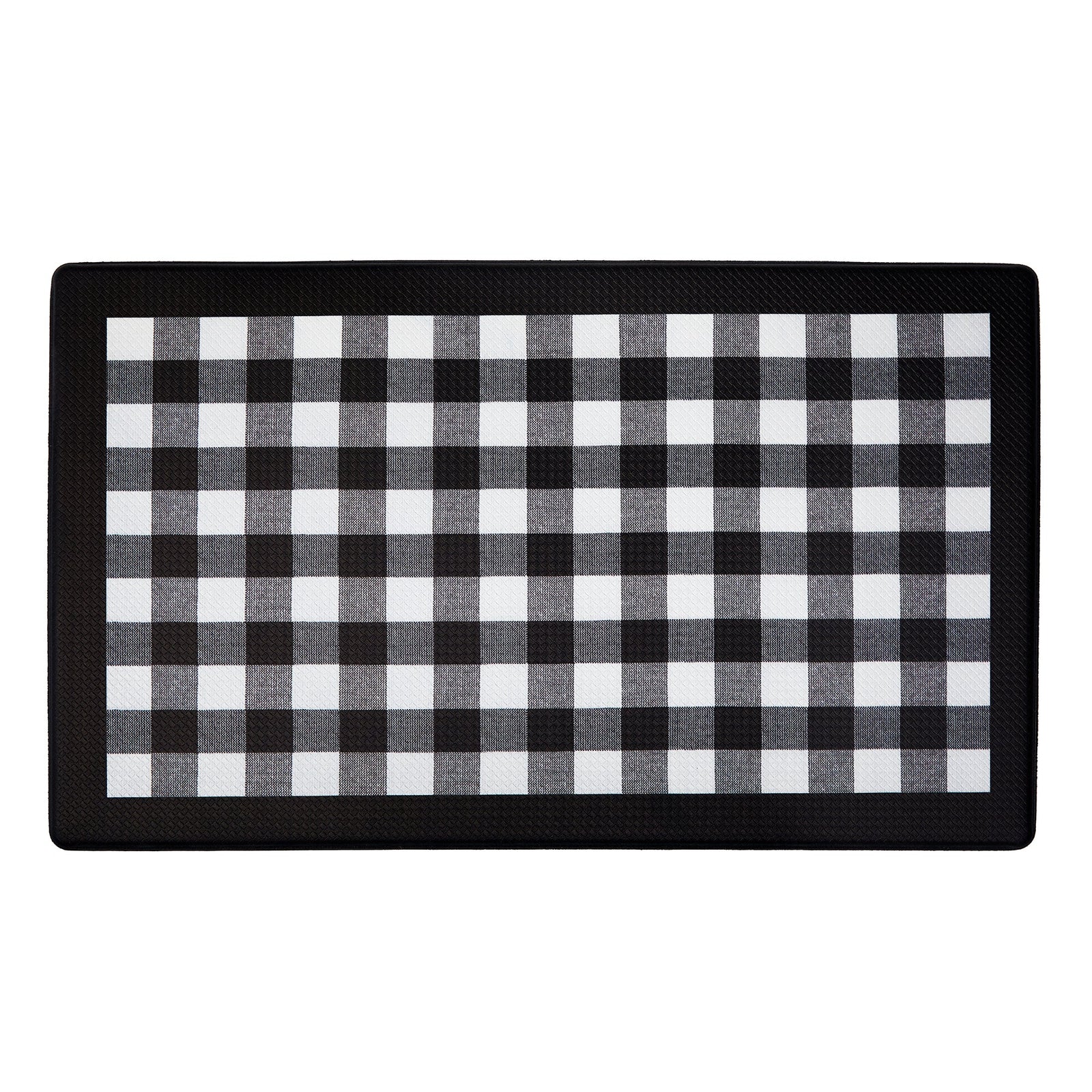 Alfombrilla antifatiga decorativa con diseño de cuadros de búfalo, color blanco y negro, 45,7 x 76,2 cm