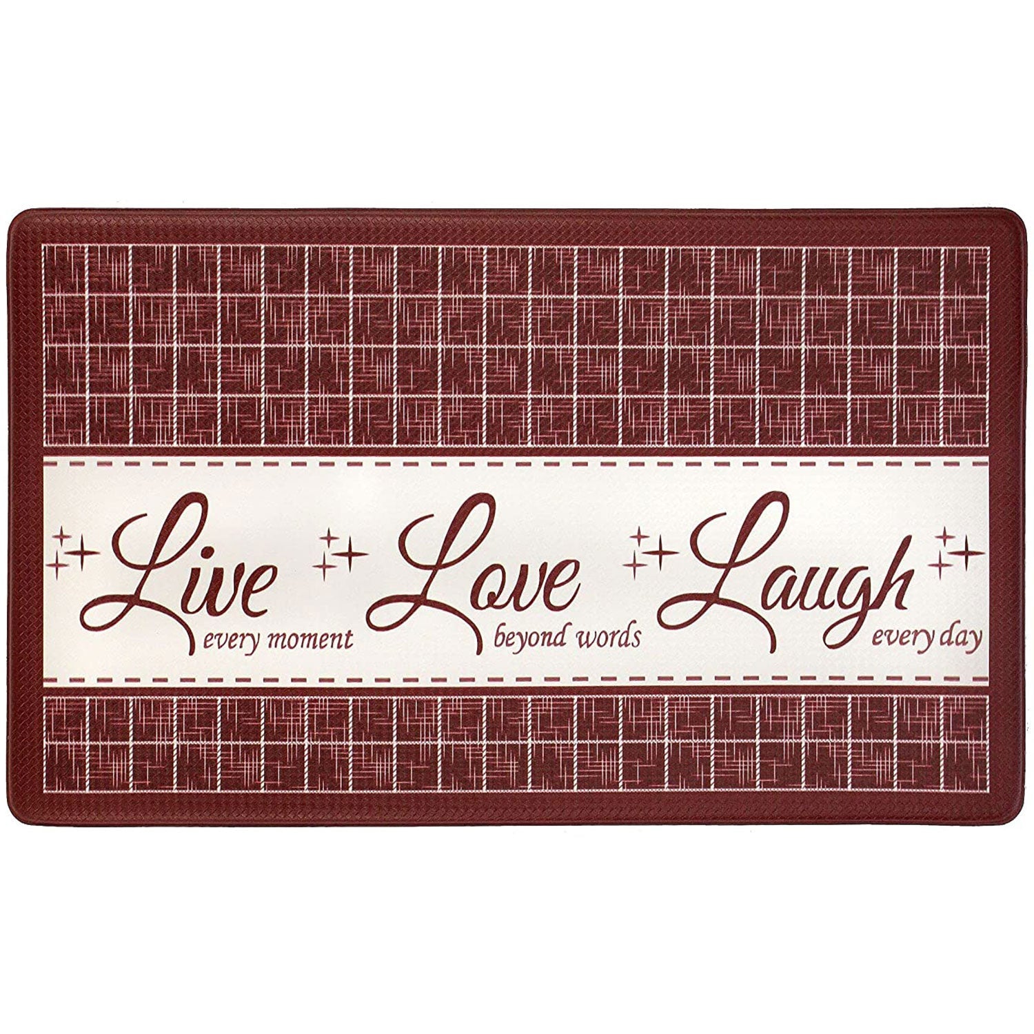 Achim Live Love Laugh Decorative Anti-Fatigue Mat, Burgundy, 18x30 Inches