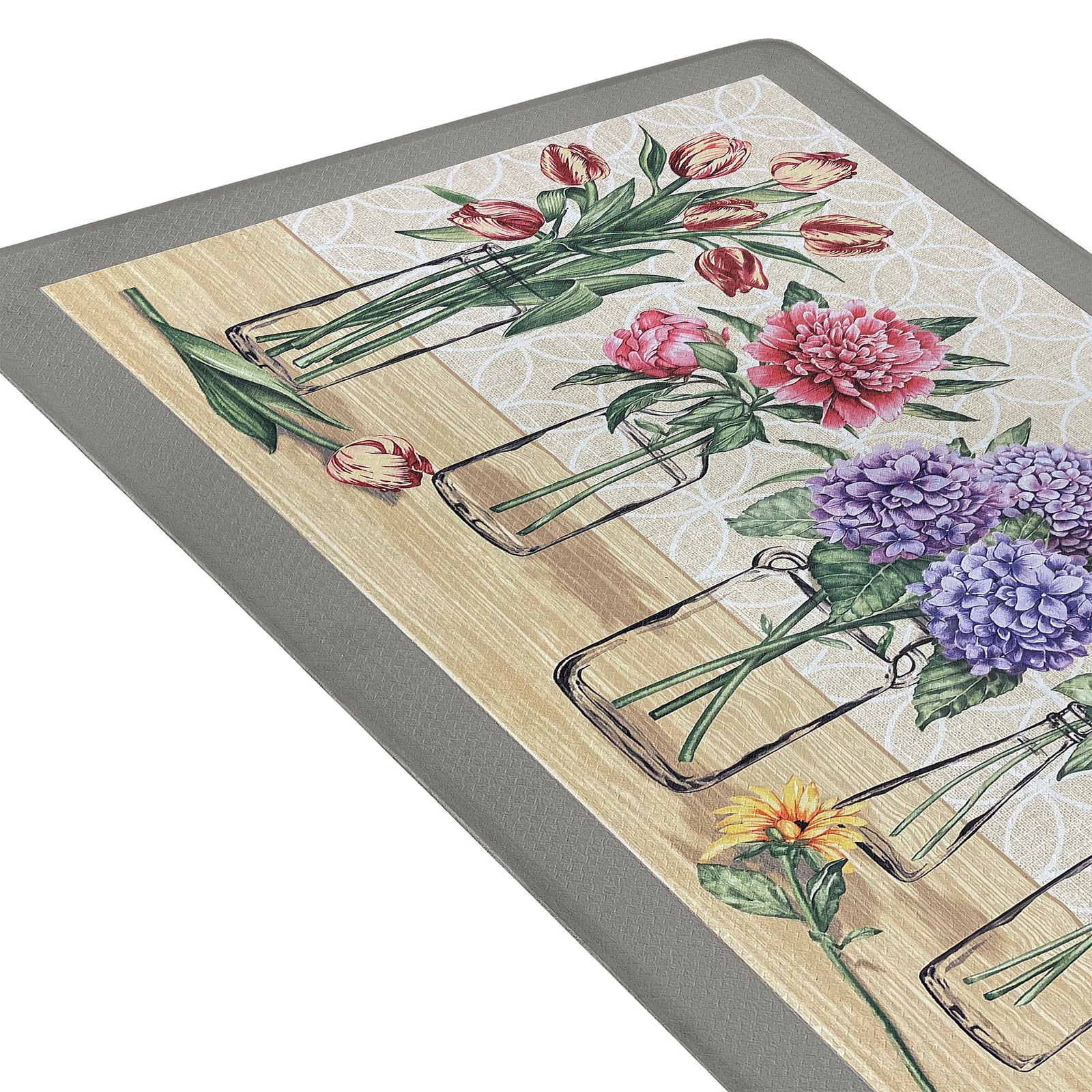 Alfombra de cocina decorativa antifatiga Boho Garden Bloom, 18 x 30 pulgadas