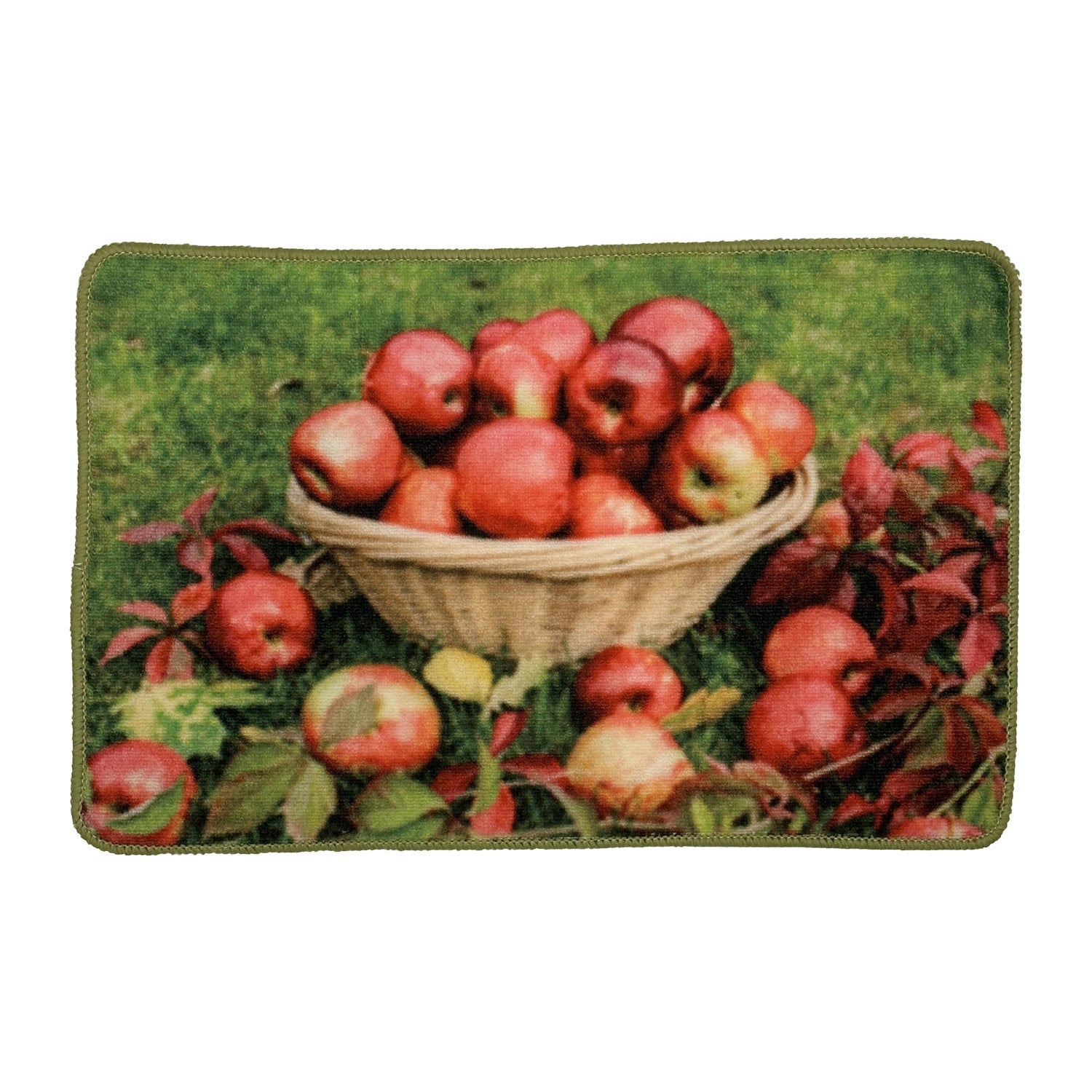 Alfombrilla de cocina antideslizante con forma de cesta de manzana, 18 x 28 pulgadas