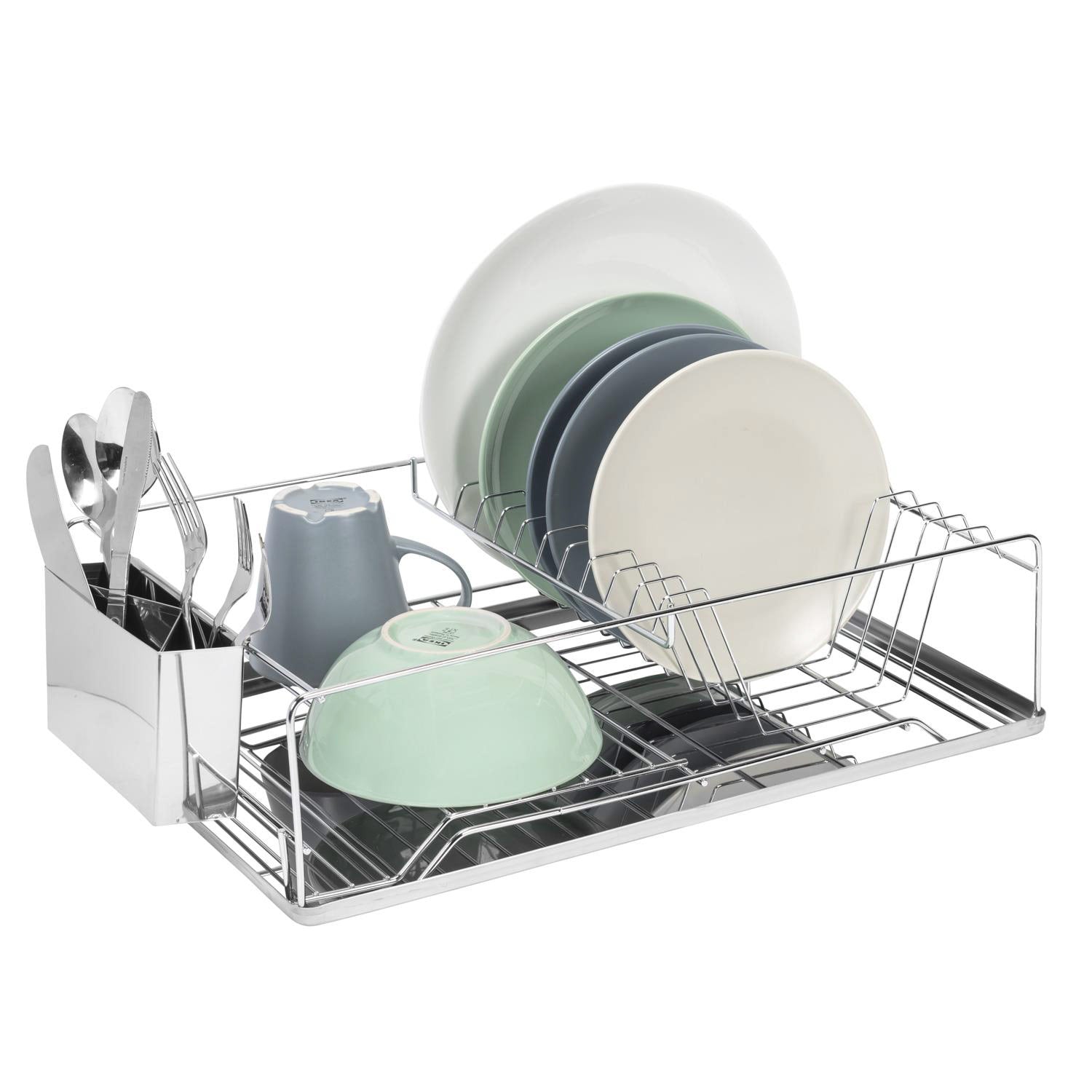 Premius Deluxe Chrome Dish Rack And Cutlery Holder, 18.5x12.7x5.25 Inches