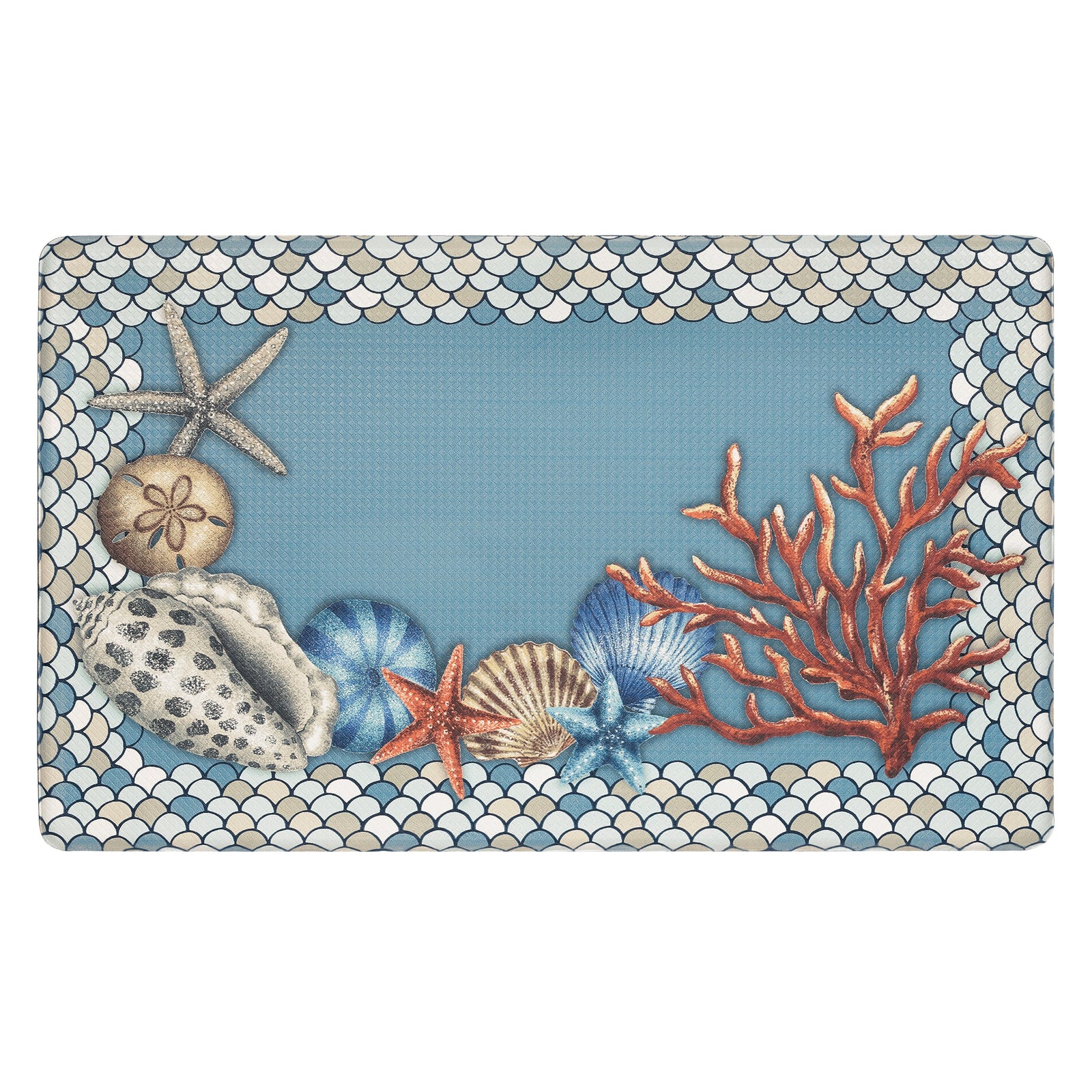 Alfombrilla decorativa antifatiga Achim Coastal, azul, 18 x 30 pulgadas