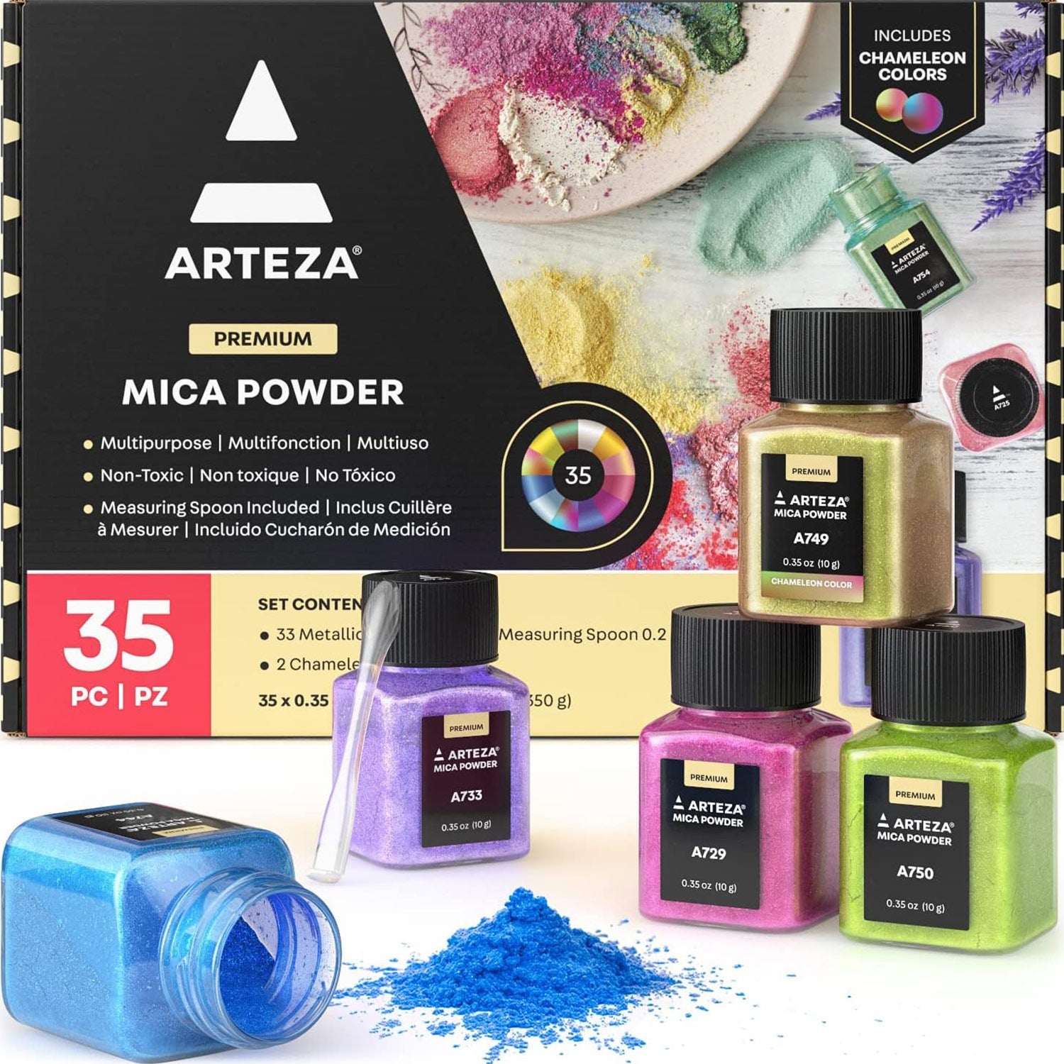 ARTEZA Mica Powder Set, 35-Colors