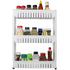 Home Basics 3-Tier Kitchen Storage Cart With Wheels, White, 21.5x5x28.7 Inches