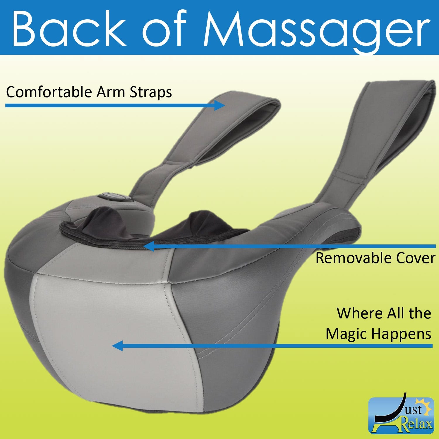 Just Relax Cordless Shiatsu Shoulder and Neck Massager With Heat, Gray