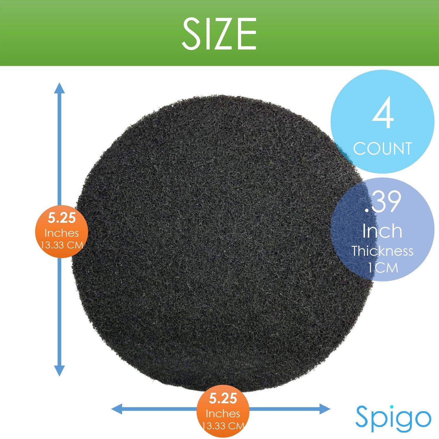 Spigo Round Replacement Compost Bin Carbon Filter Set, 4 Count, 5.25 Inches