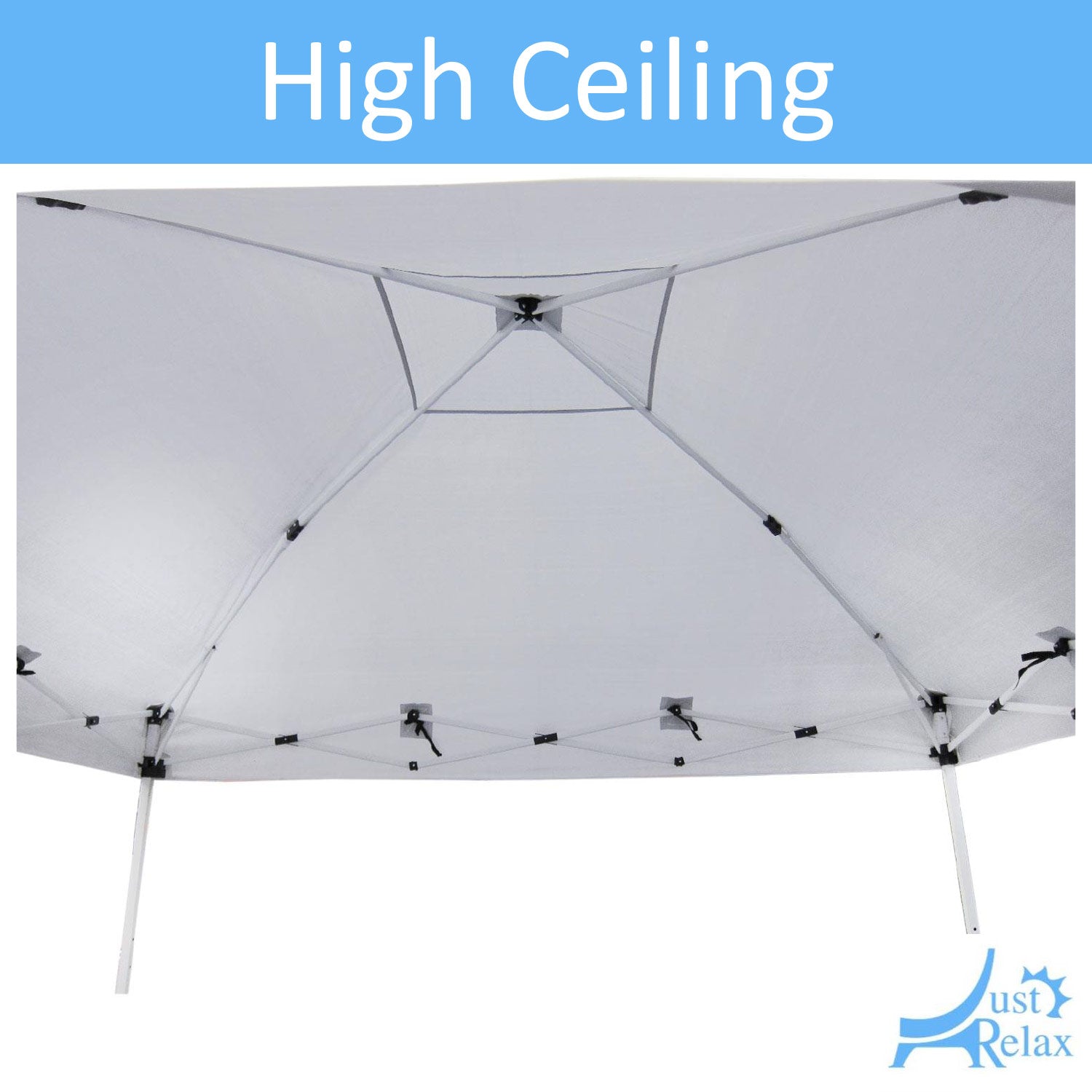 Just Relax Compact Travel Ready Canopy Tent With Case, White, 10x10 Feet