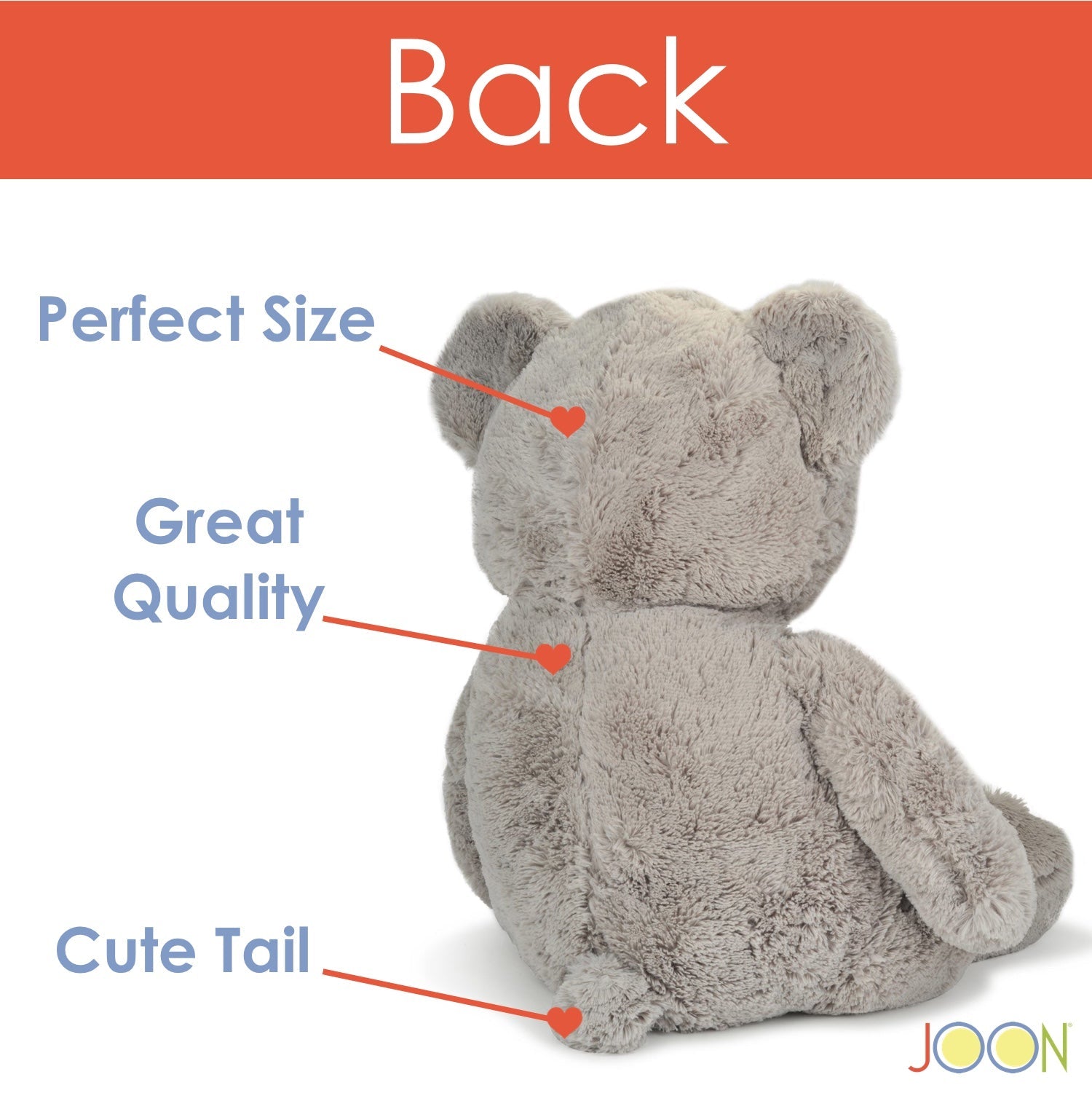 JOON - Oso de peluche gigante con lazo, color gris claro