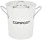 Spigo Steel Kitchen Compost Bin With Vented Charcoal Filter and Bucket, White, 1 Gallon