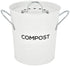 Spigo Steel Kitchen Compost Bin With Vented Charcoal Filter and Bucket, White, 1 Gallon