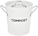 Spigo Steel Kitchen Compost Bin With Vented Charcoal Filter and Bucket, White, 1 Gallon