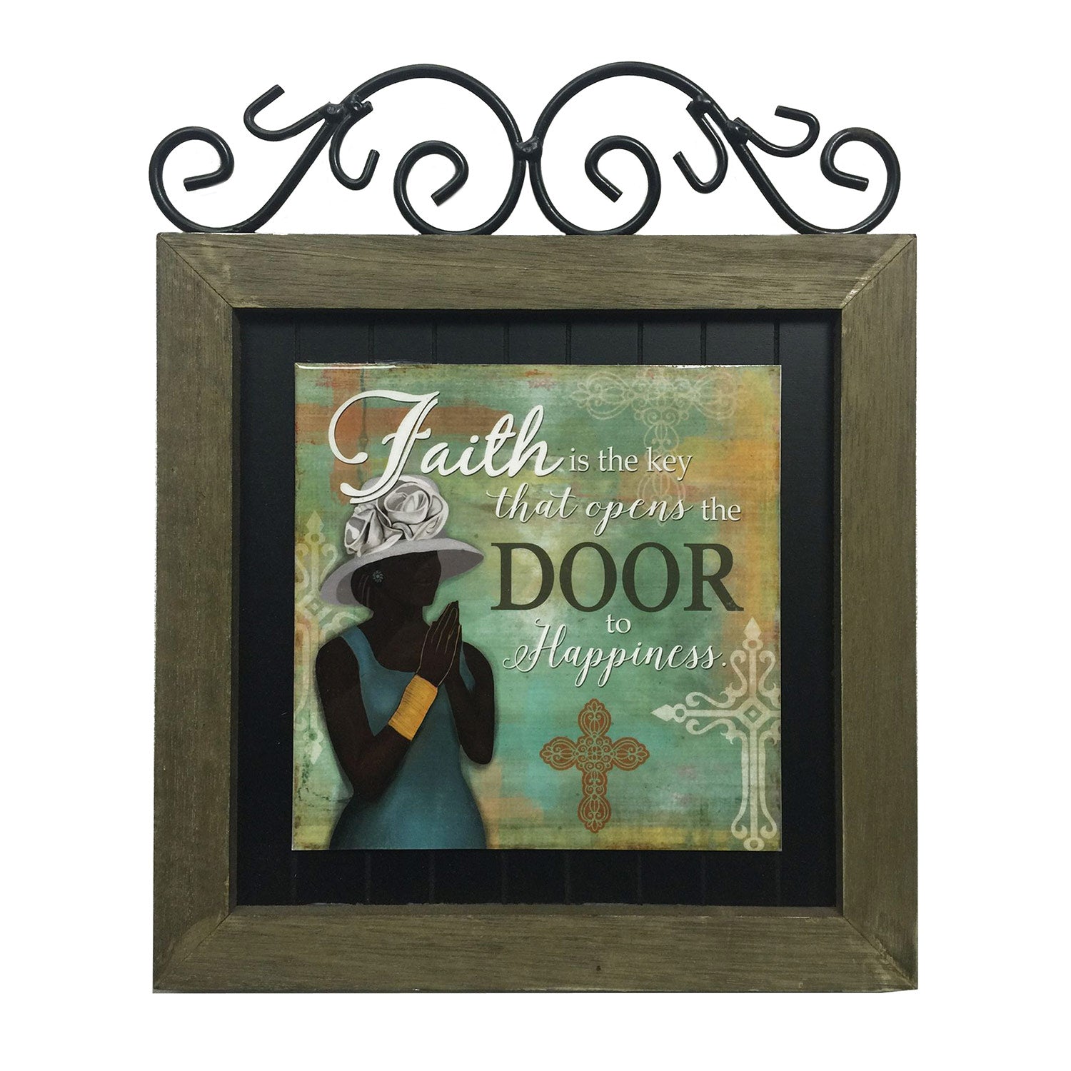 Premius Women of Faith Metal Plaque, Door to Happiness, 12x14 Inches