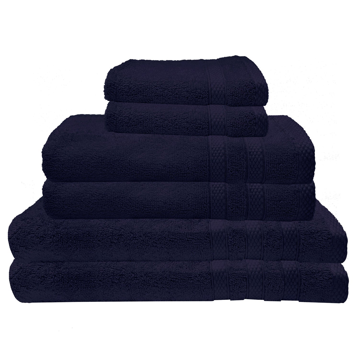 Premius Premium 6-Piece Combed Cotton Bath Towel Set, Navy