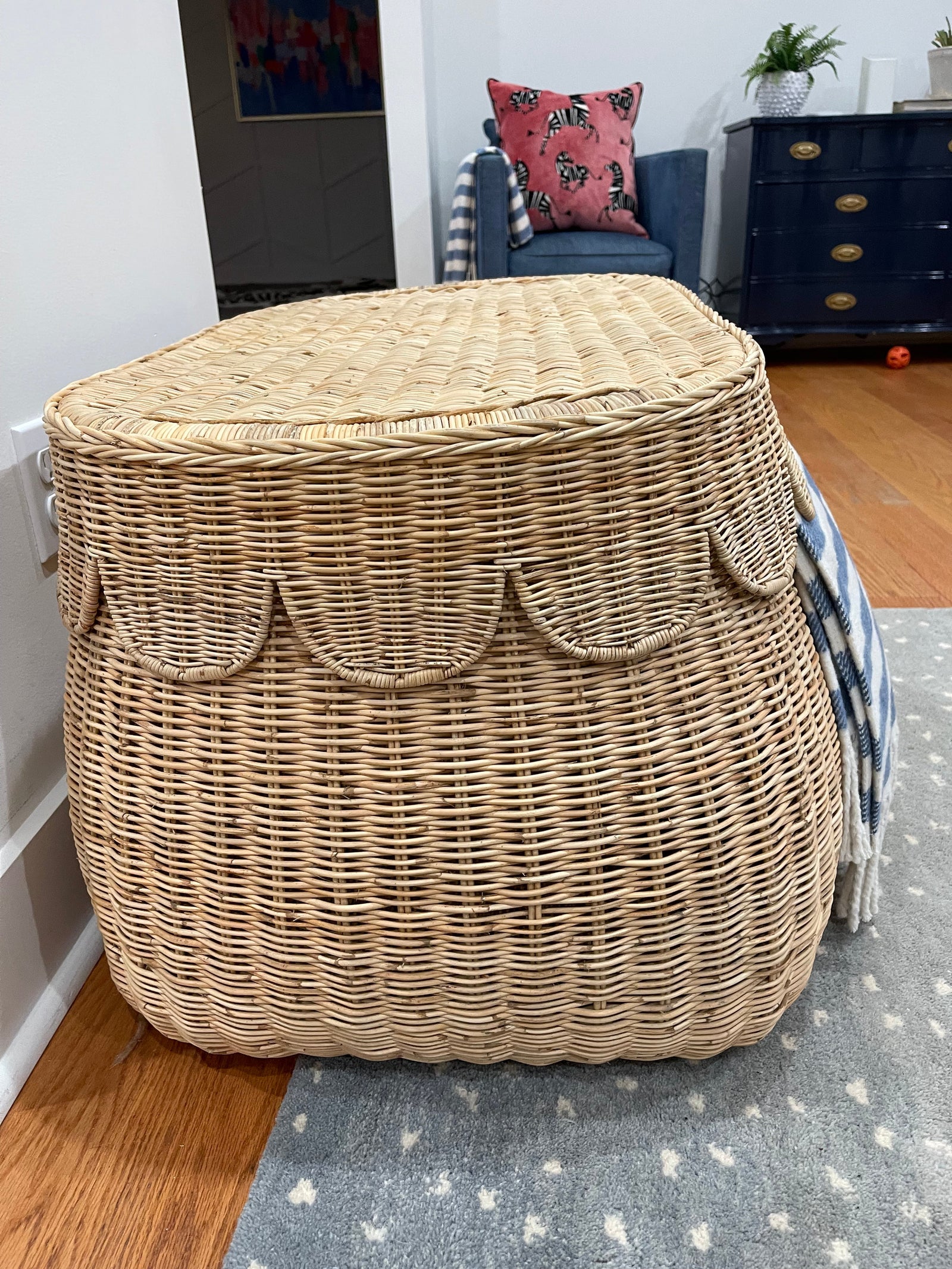 Scalloped Rattan Basket - Large - Pre-Sale