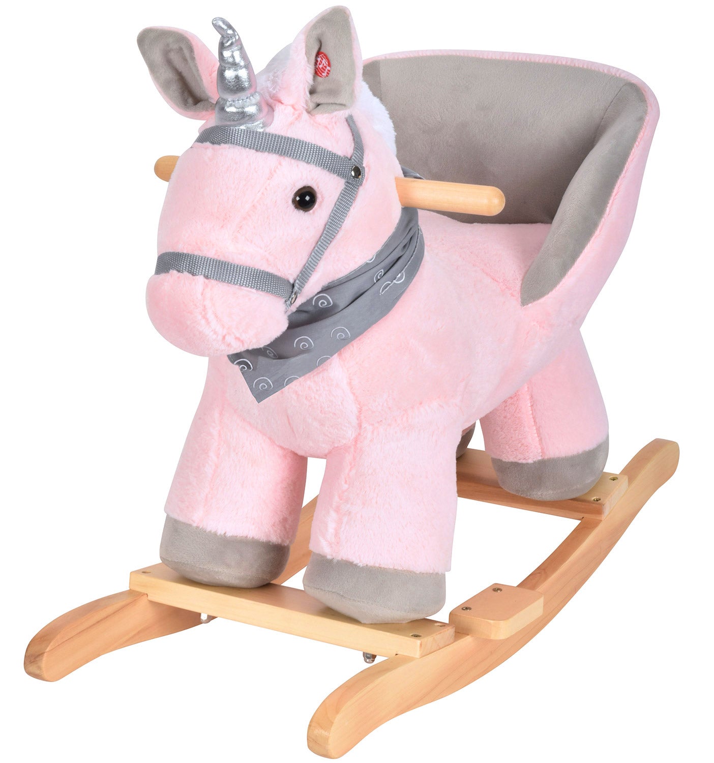 Caballo balancín para montar JOON Luna, unicornio, con efectos de sonido, color rosa y gris