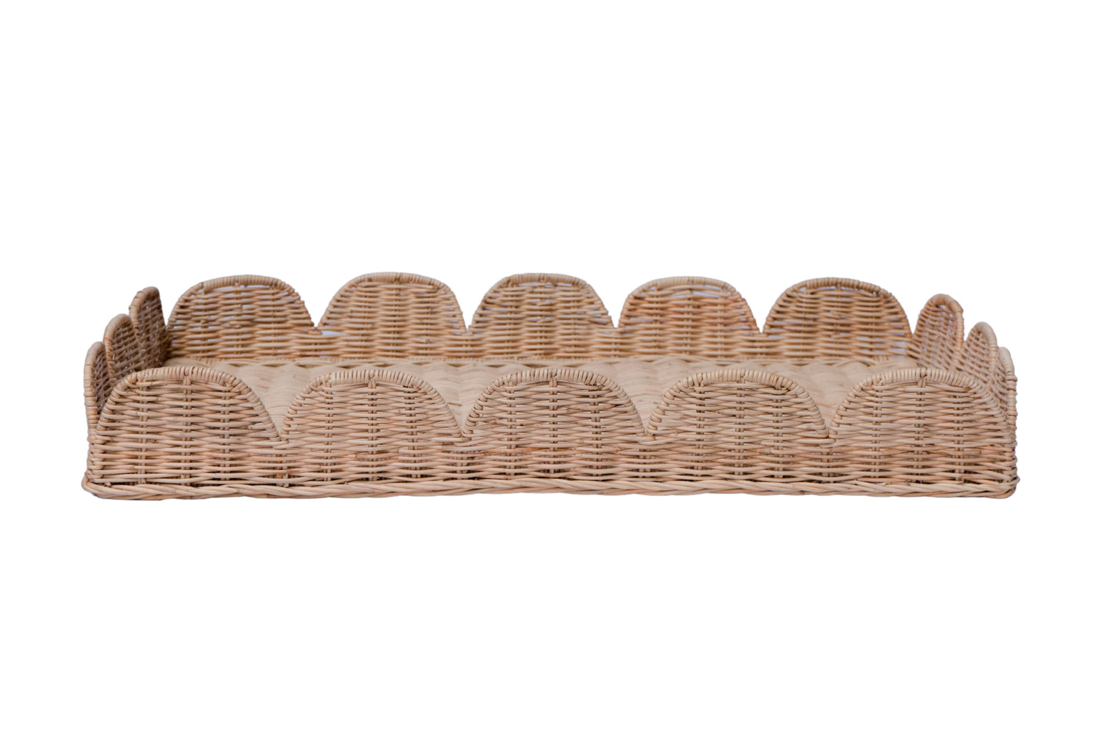 Scalloped Rattan Tray - Small