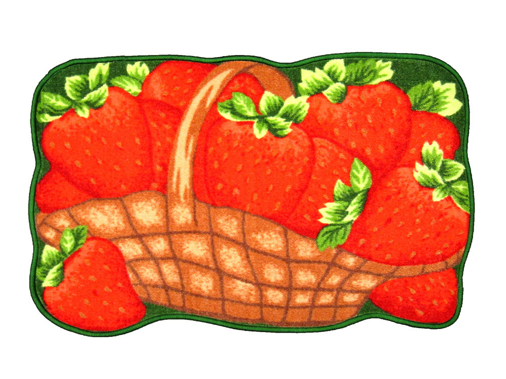 Sweet Strawberries Printed Non-Slip Kitchen Mat, 18x30 Inches