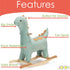 JOON Bronty Ride-On Dinosaur Rocking Horse with Sound Effects, Green-Brown