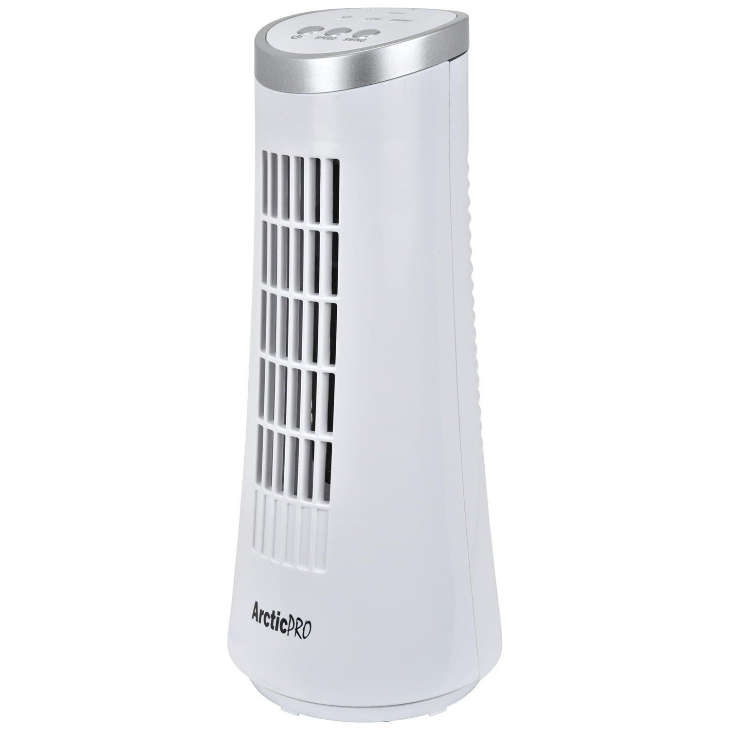 Arctic-Pro Desktop Oscillating Slim Mini Tower Fan, White, 12 Inches