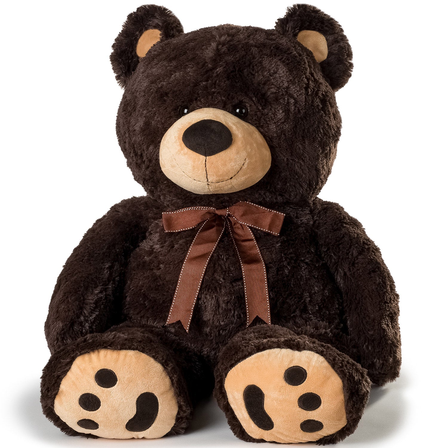 JOON - Oso de peluche gigante con lazo, color marrón oscuro