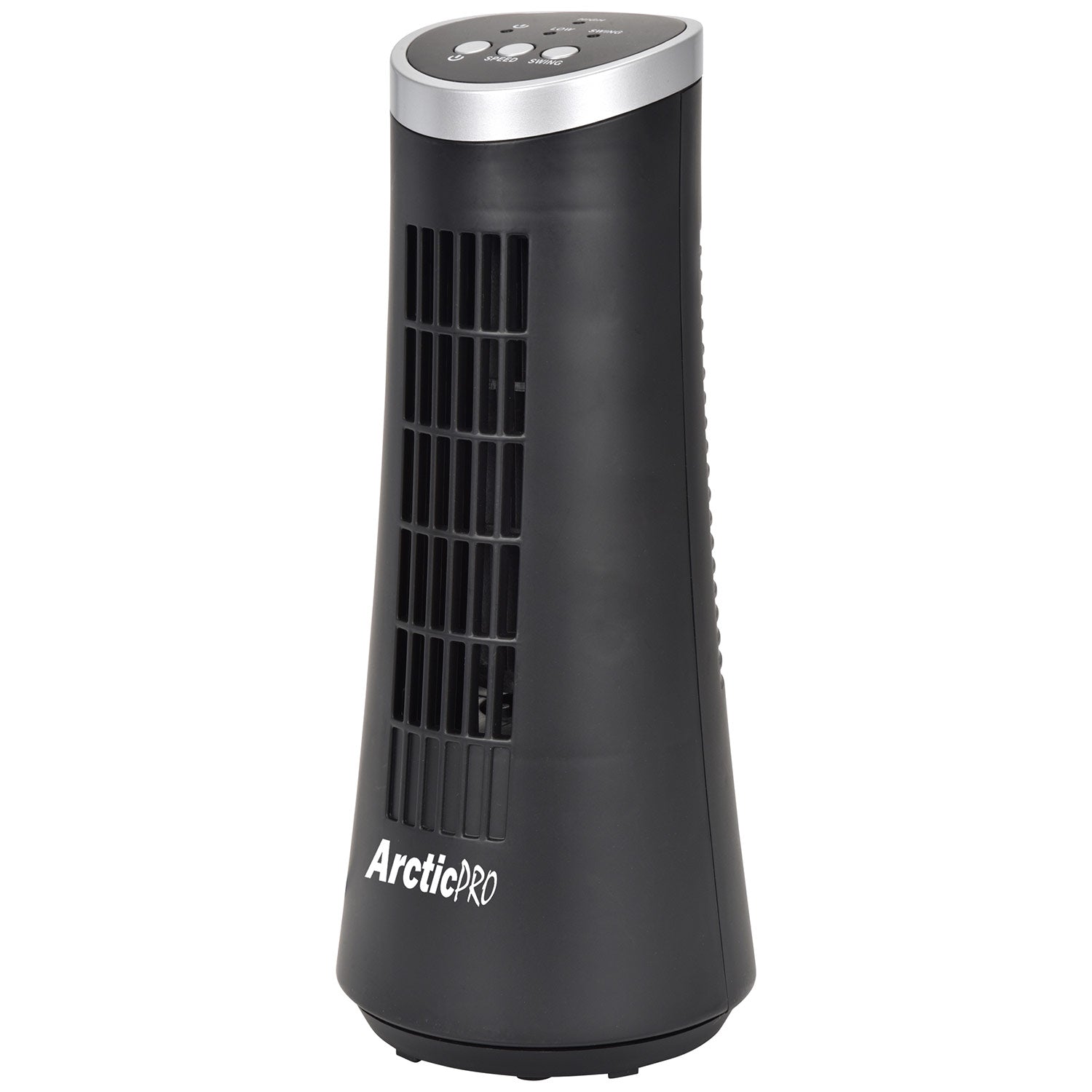 Arctic-Pro Desktop Oscillating Slim Mini Tower Fan, Black, 12 Inches