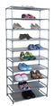 Home Basics 30 Pair Non-Woven Multi-Purpose Stackable Free-Standing Shoe Rack, Grey