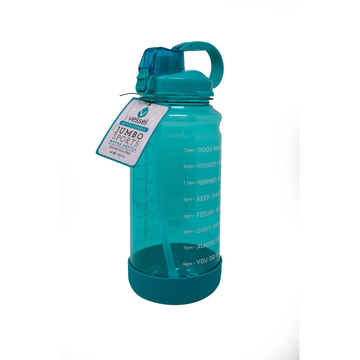 PREMIUS Motivational Sport Water Bottle With Straw Top,  64 Ounces