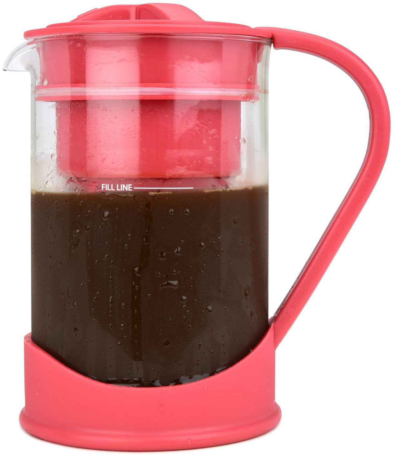 Spigo Cold Brew Coffee Maker with Borosilicate Glass Pitcher, Red, 1 Liter, 8x5 Inches