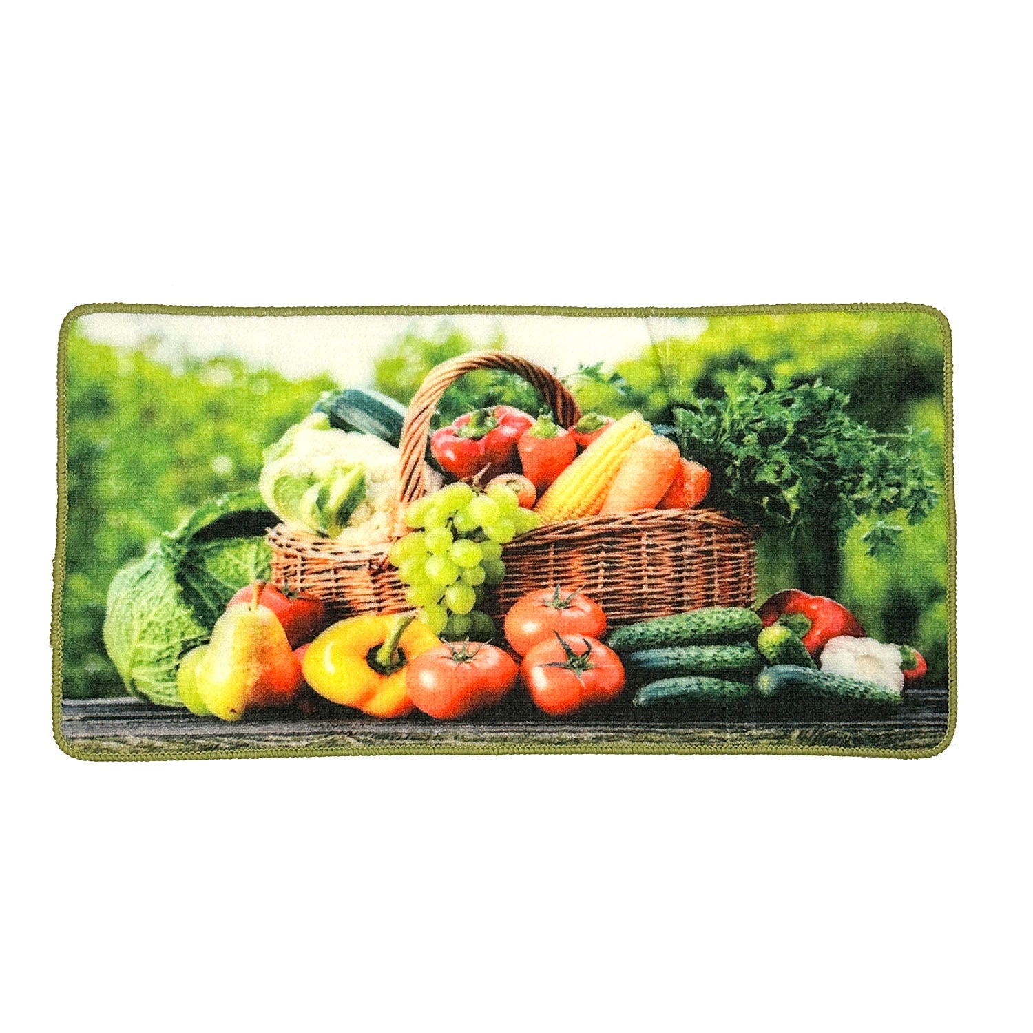 Alfombrilla de cocina antideslizante con forma de cesta para verduras, 18 x 36 pulgadas