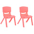 JOON Stackable Plastic Kids Learning Chairs, Coral, 20.5x12.75X11 Inches, 2-Pack (Pack of 2)