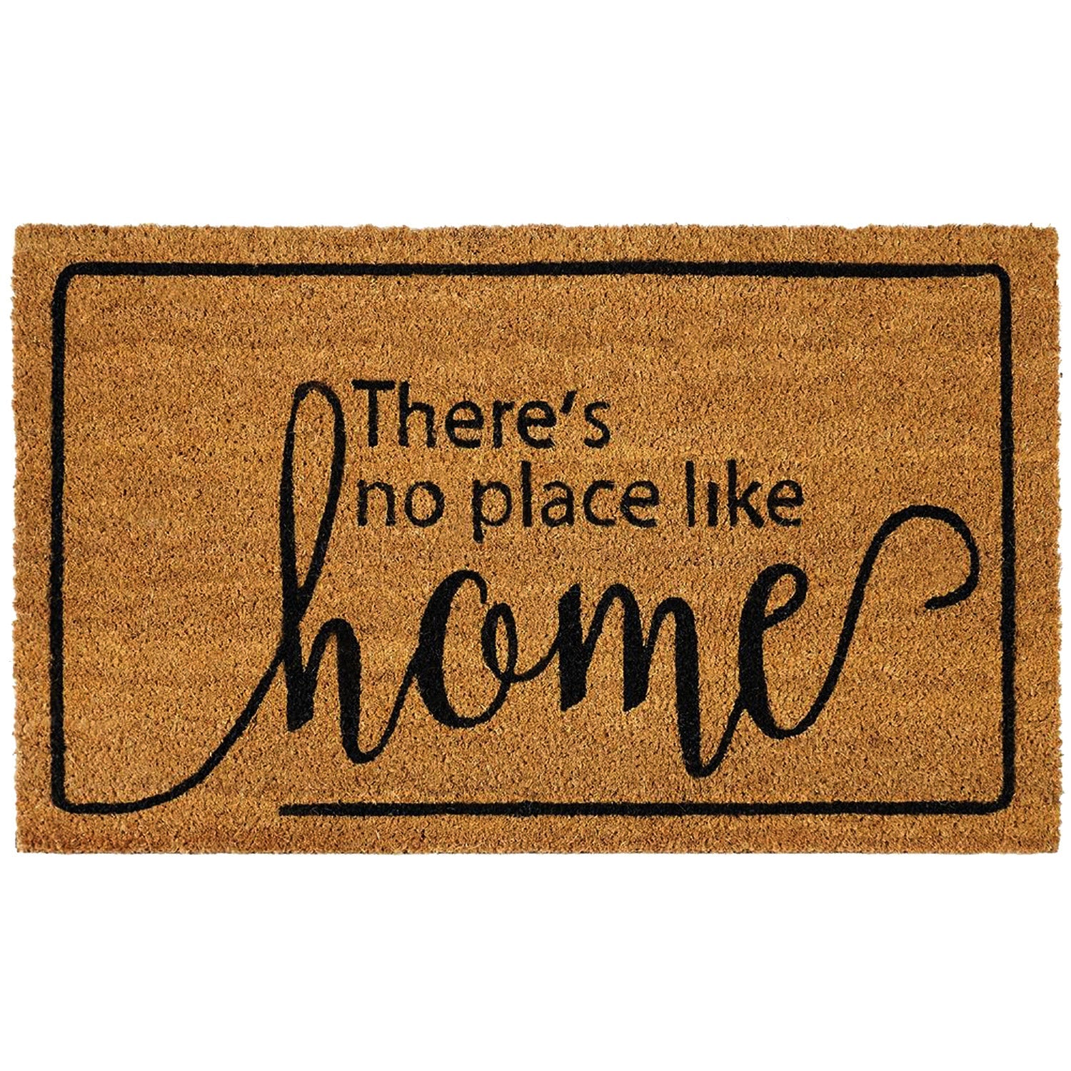 Achim There's No Place Like Home Coir Welcome Doormat, Brown-Black, 18x30 Inches