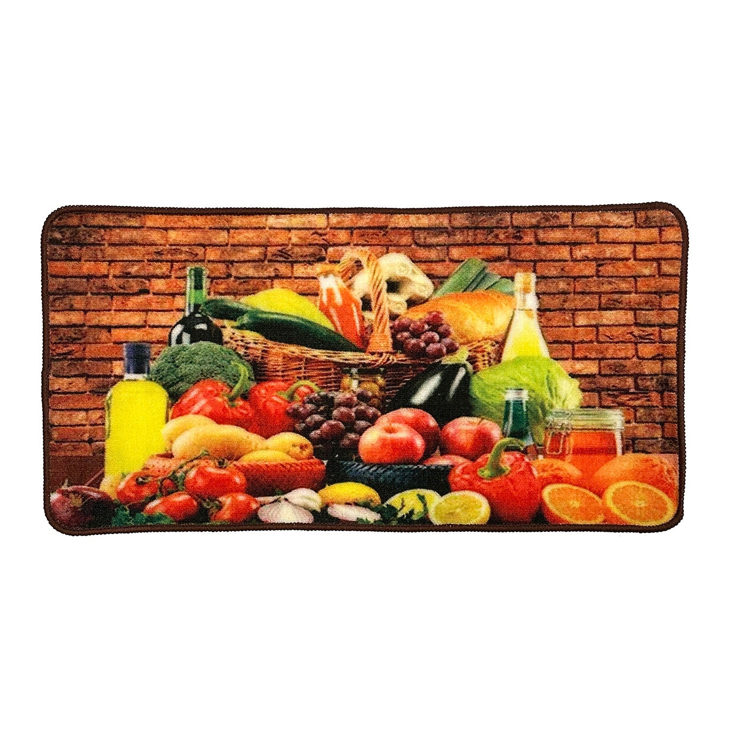 Alfombrilla de cocina antideslizante con diseño de frutas y verduras, 45 x 91 cm