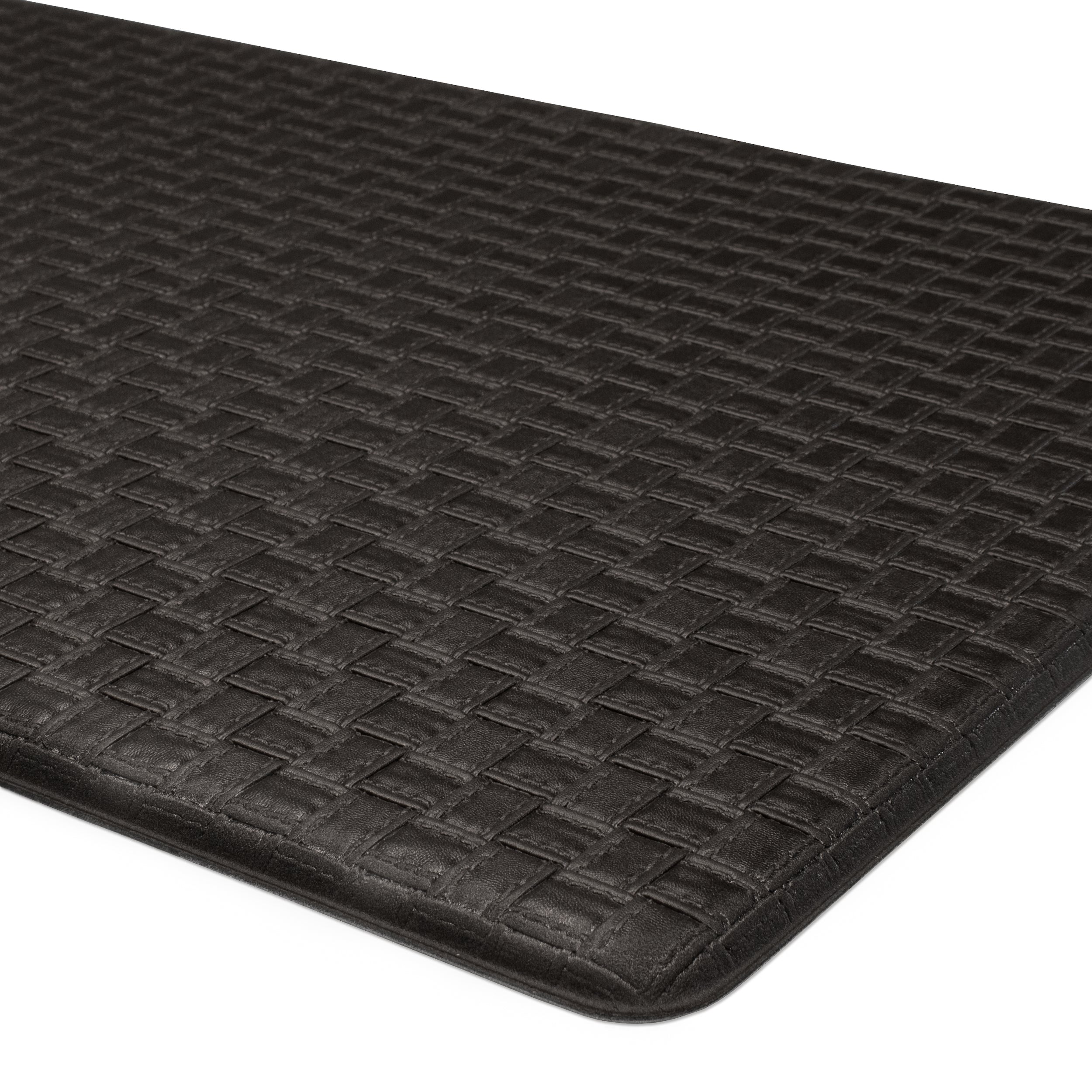 Achim Woven-Embossed Faux-Leather Anti-Fatigue Mat, Black, 18x30 Inches