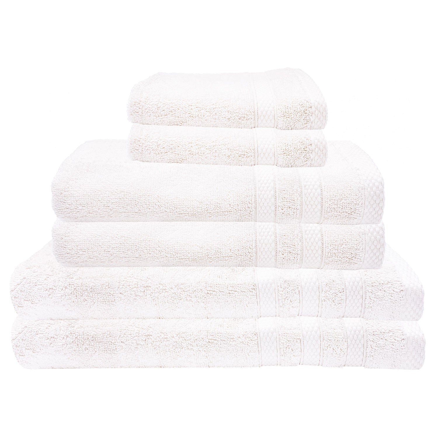 Premius Premium 6-Piece Combed Cotton Bath Towel Set, White