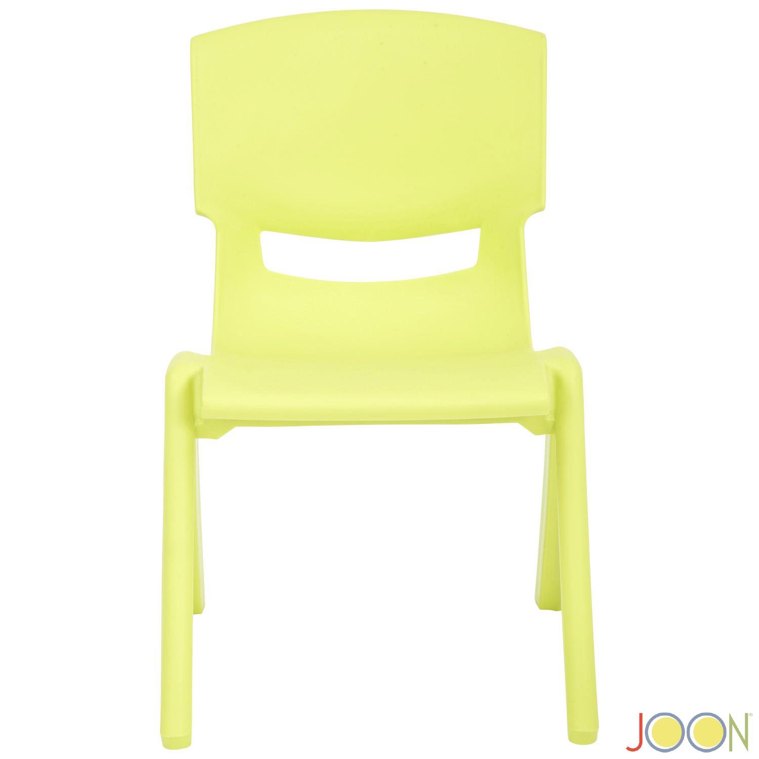 Sillas de aprendizaje apilables de plástico para niños JOON, color lima, 20,5 x 12,75 x 11 pulgadas, paquete de 2 (paquete de 2)