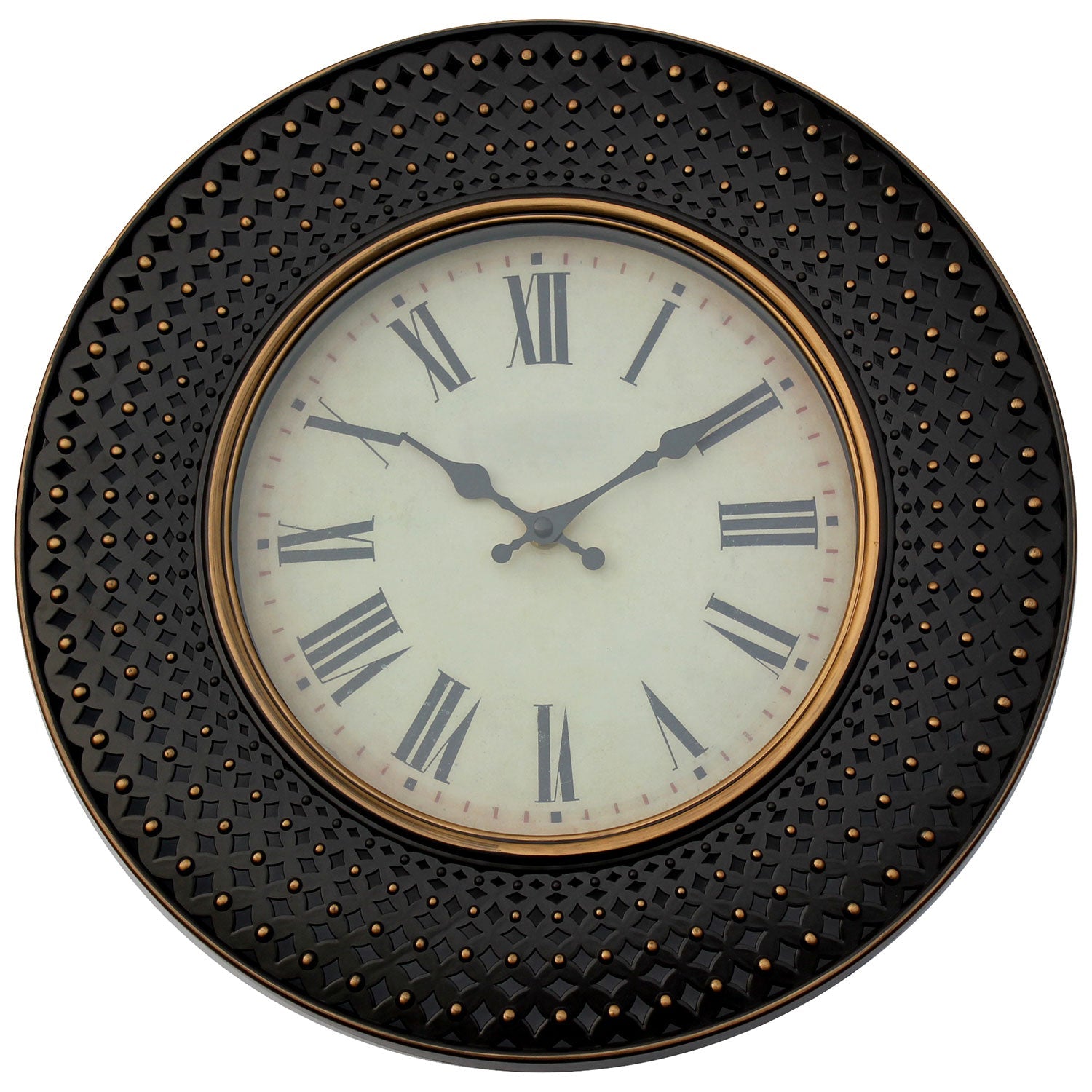 Premius Large Decorative Beaded Wall Clock, Dark Brown, 16 Inches